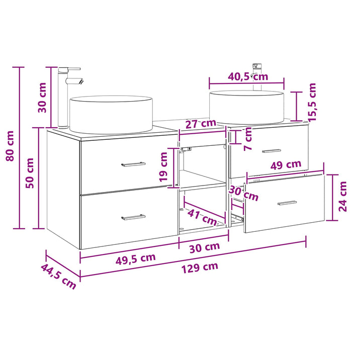 Set de mobilier pentru baie 3 buc. Gri Beton WALTI