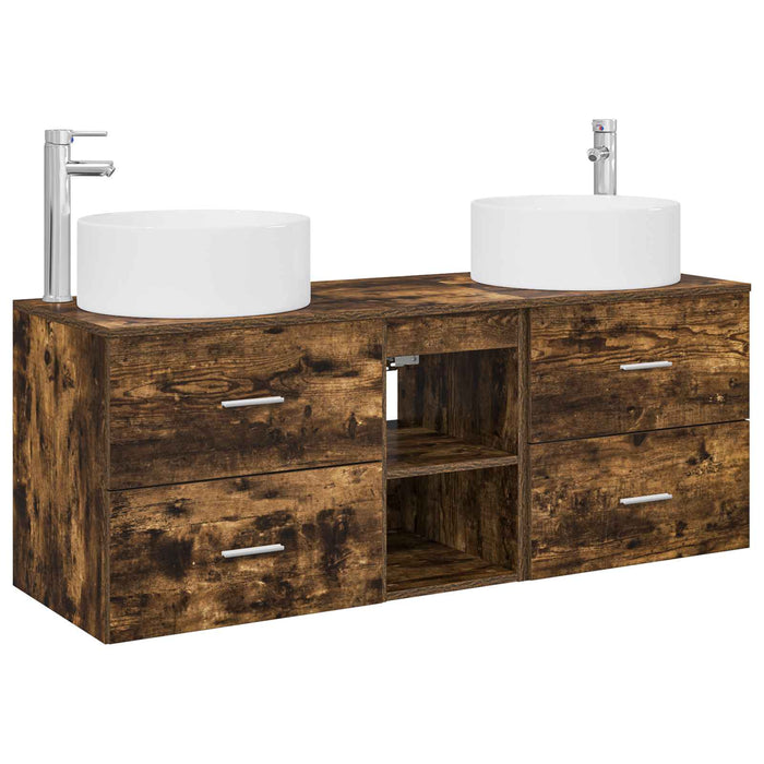 Set de mobilier pentru baie 3 buc. Stejar fumuriu WALTI