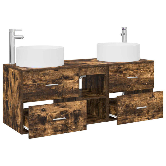 Set de mobilier pentru baie 3 buc. Stejar fumuriu WALTI
