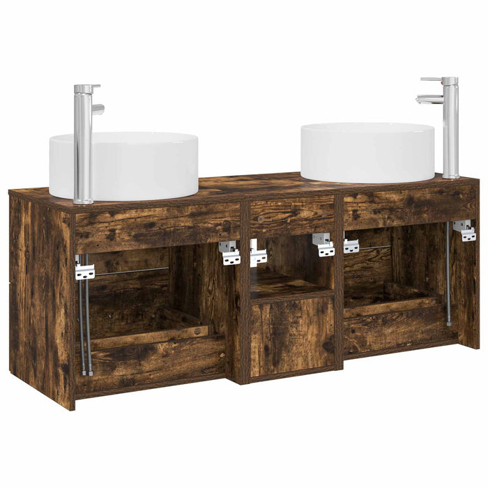 Set de mobilier pentru baie 3 buc. Stejar fumuriu WALTI
