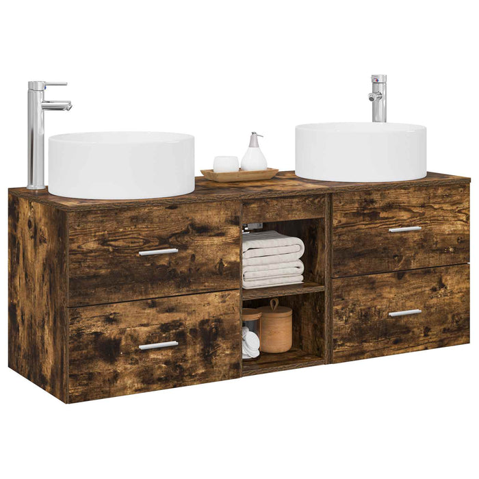 Set de mobilier pentru baie 3 buc. Stejar fumuriu WALTI