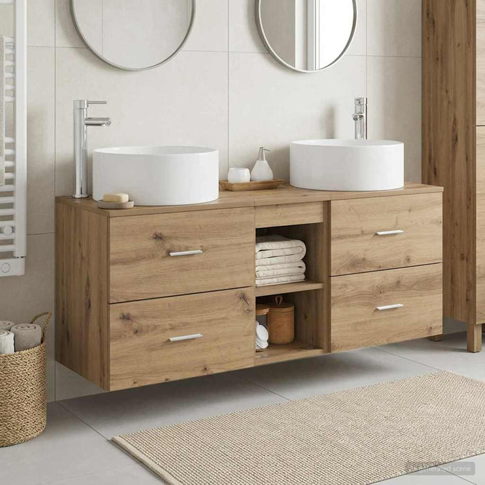 Set de mobilier pentru baie 3 buc. Stejar Artizanal WALTI