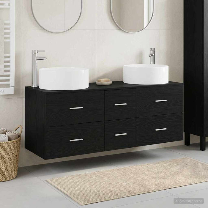 Set de mobilier pentru baie 3 buc. Negru 49,5 x 44,5 x 65,5 cm WALTI