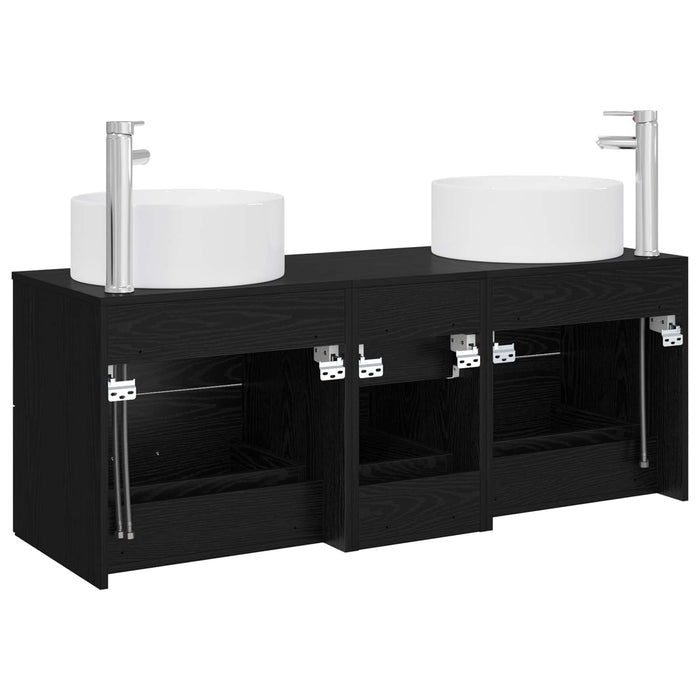 Set de mobilier pentru baie 3 buc. Negru 49,5 x 44,5 x 65,5 cm WALTI