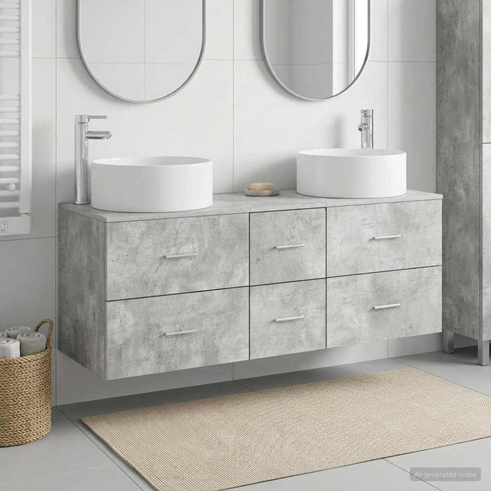 Set de mobilier pentru baie 3 buc. Gri Beton WALTI