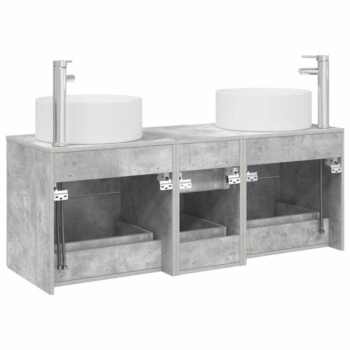 Set de mobilier pentru baie 3 buc. Gri Beton WALTI
