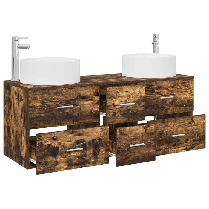 Set de mobilier pentru baie 3 buc. Stejar fumuriu WALTI