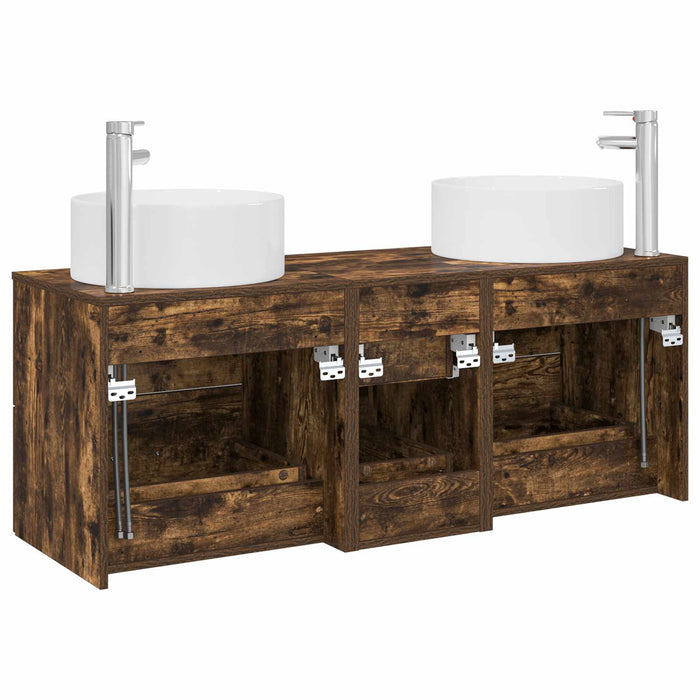 Set de mobilier pentru baie 3 buc. Stejar fumuriu WALTI