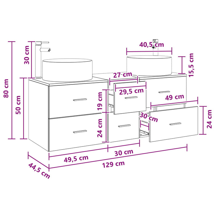 Set de mobilier pentru baie 3 buc. Lemn vechi WALTI