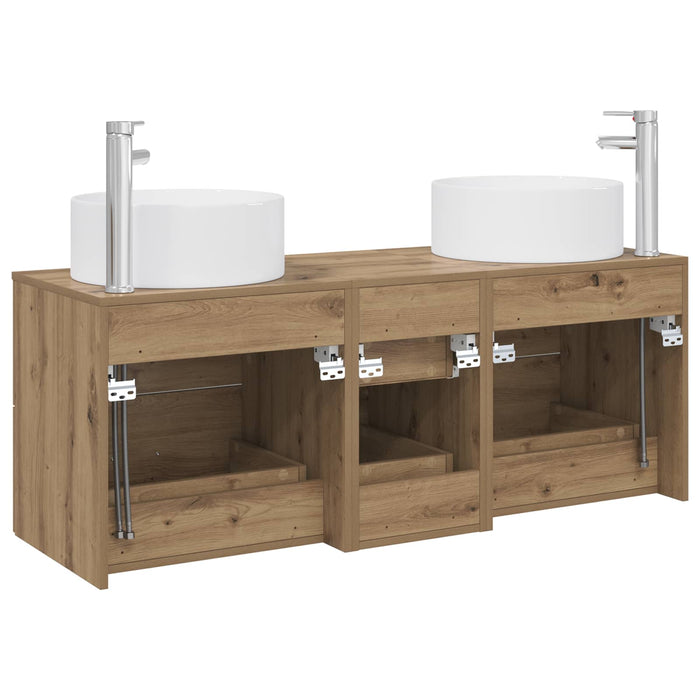 Set de mobilier pentru baie 3 buc. Stejar Artizanal WALTI