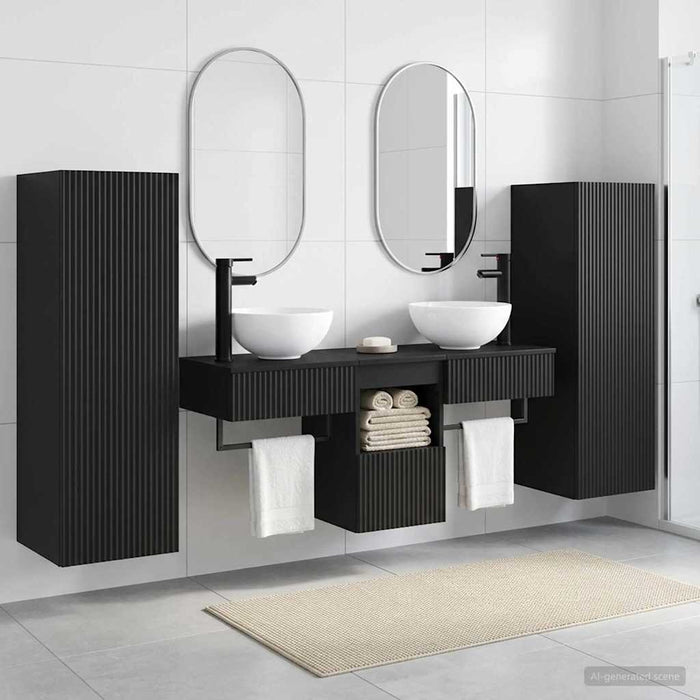Set de mobilier pentru baie 5 buc. Negru 33 x 34,5 x 100 cm WALTI