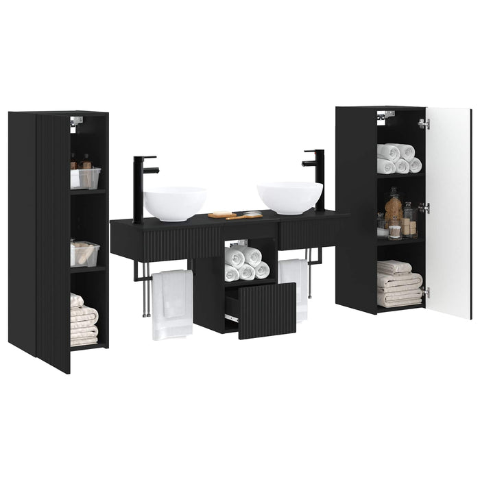Set de mobilier pentru baie 5 buc. Negru 33 x 34,5 x 100 cm WALTI