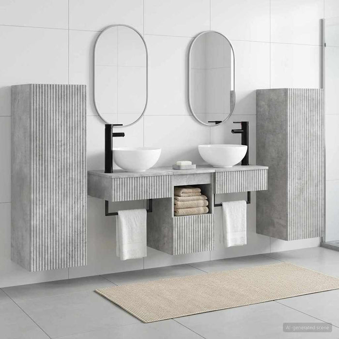 Set de mobilier pentru baie 5 buc. Gri Beton 33 x 34,5 x 100 cm WALTI