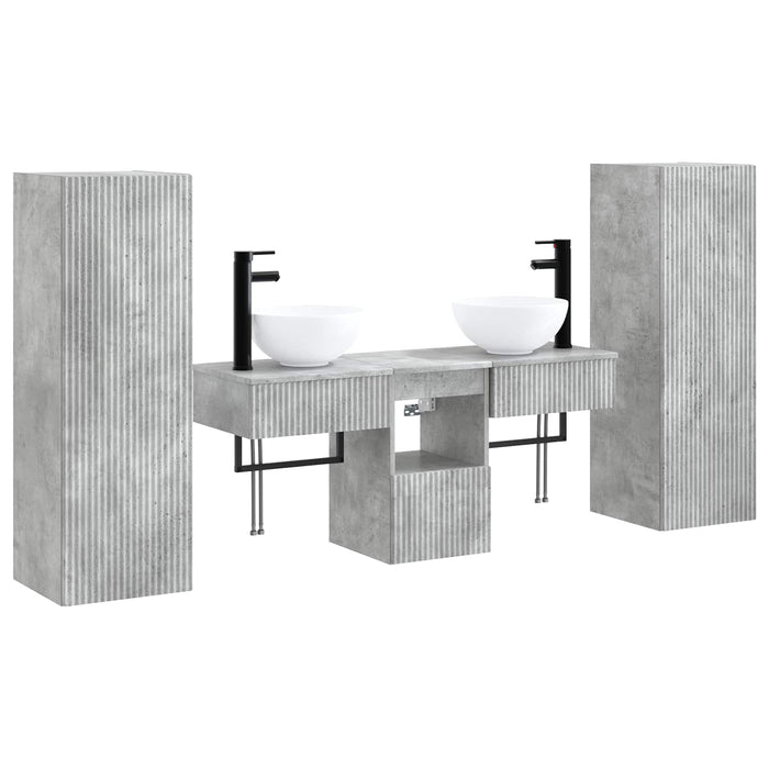 Set de mobilier pentru baie 5 buc. Gri Beton 33 x 34,5 x 100 cm WALTI