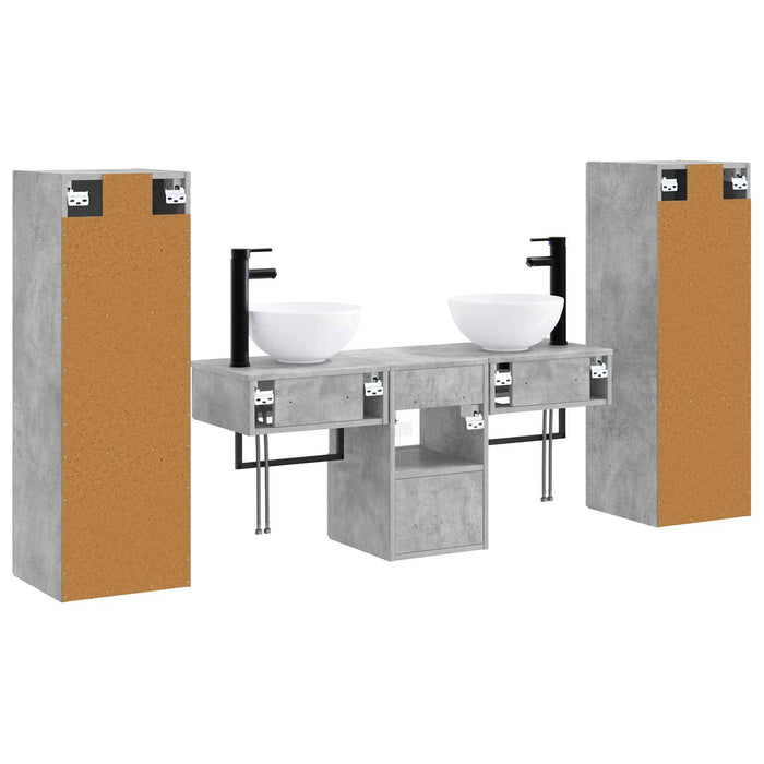 Set de mobilier pentru baie 5 buc. Gri Beton 33 x 34,5 x 100 cm WALTI