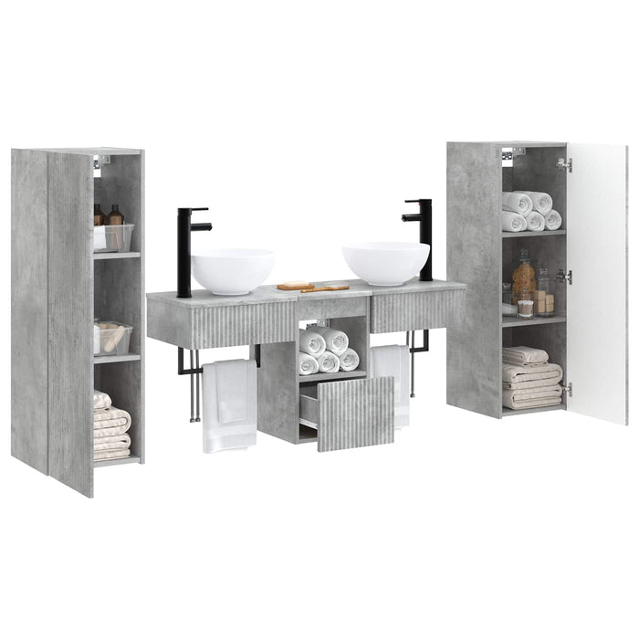 Set de mobilier pentru baie 5 buc. Gri Beton 33 x 34,5 x 100 cm WALTI