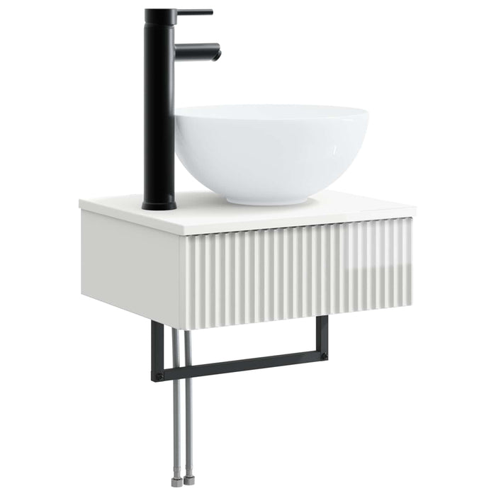 Set de mobilier pentru baie 5 buc. Alb foarte lucios WALTI