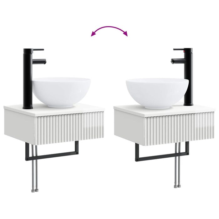 Set de mobilier pentru baie 5 buc. Alb foarte lucios WALTI