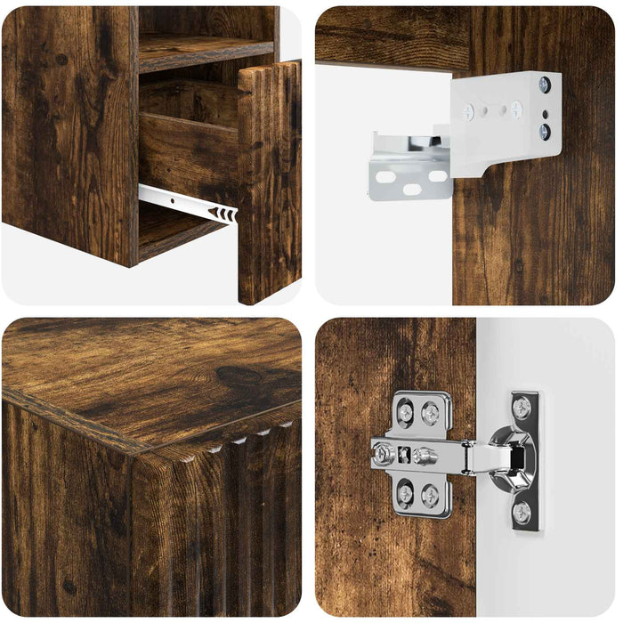 Set de mobilier pentru baie 5 buc. Stejar fumuriu WALTI