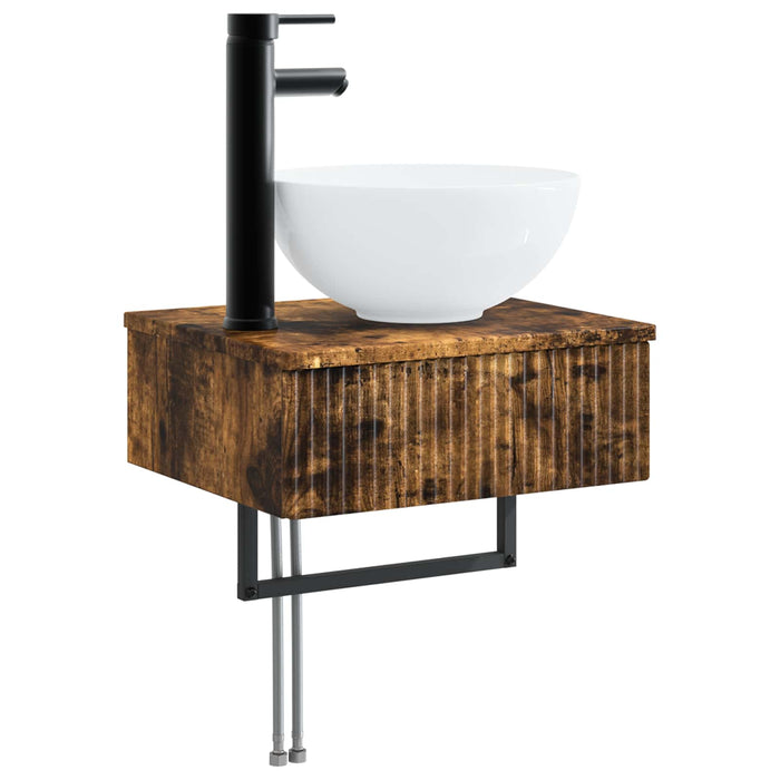 Set de mobilier pentru baie 5 buc. Stejar fumuriu WALTI