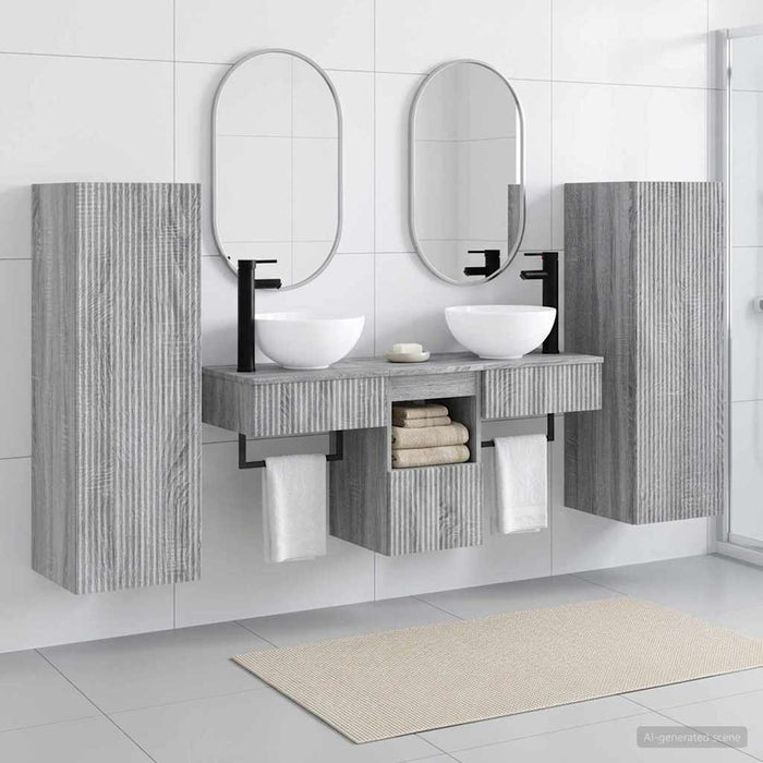 Set de mobilier pentru baie 5 buc. Sonoma gri WALTI