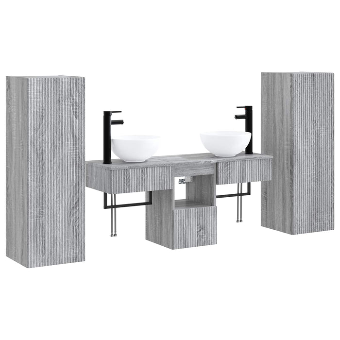Set de mobilier pentru baie 5 buc. Sonoma gri WALTI