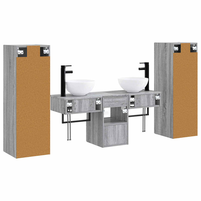 Set de mobilier pentru baie 5 buc. Sonoma gri WALTI