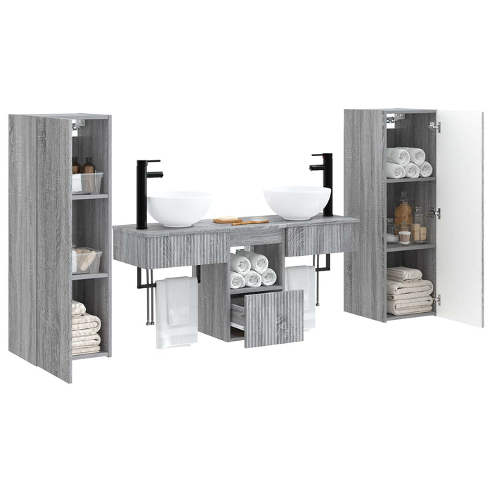 Set de mobilier pentru baie 5 buc. Sonoma gri WALTI