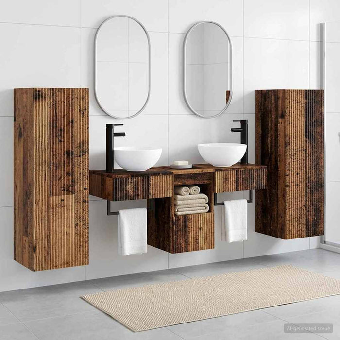 Set de mobilier pentru baie 5 buc. Lemn vechi WALTI