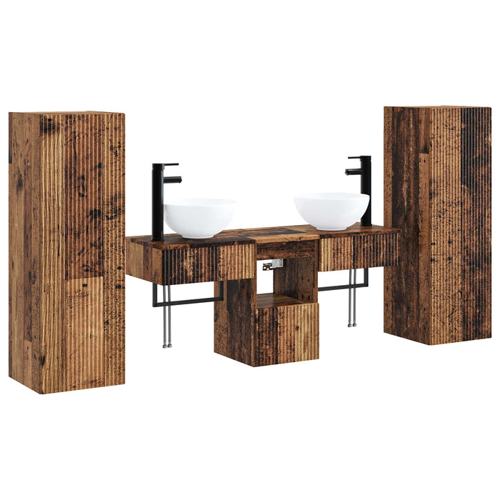 Set de mobilier pentru baie 5 buc. Lemn vechi WALTI