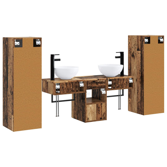 Set de mobilier pentru baie 5 buc. Lemn vechi WALTI