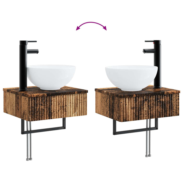 Set de mobilier pentru baie 5 buc. Lemn vechi WALTI