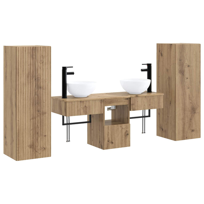 Set de mobilier pentru baie 5 buc. Stejar Artizanal WALTI