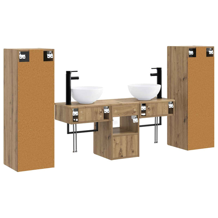 Set de mobilier pentru baie 5 buc. Stejar Artizanal WALTI