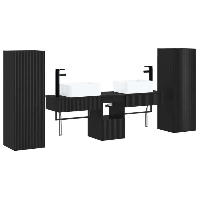 Set de mobilier pentru baie 5 buc. Negru 33 x 34,5 x 100 cm WALTI