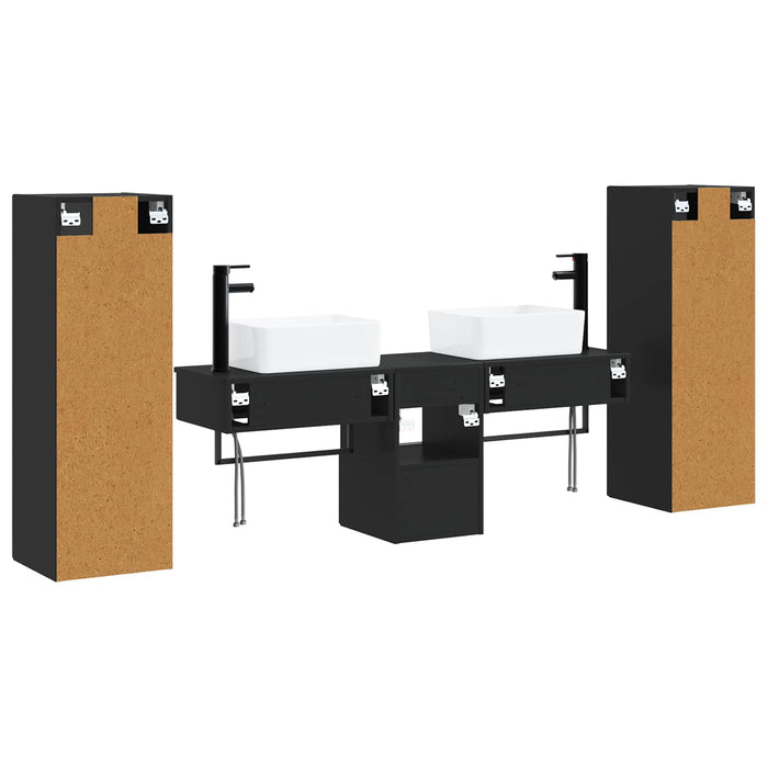 Set de mobilier pentru baie 5 buc. Negru 33 x 34,5 x 100 cm WALTI