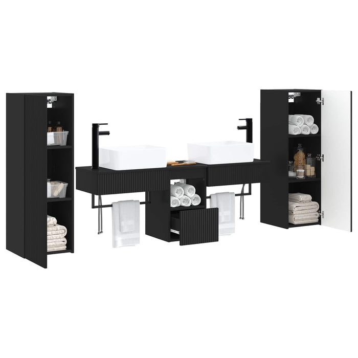 Set de mobilier pentru baie 5 buc. Negru 33 x 34,5 x 100 cm WALTI