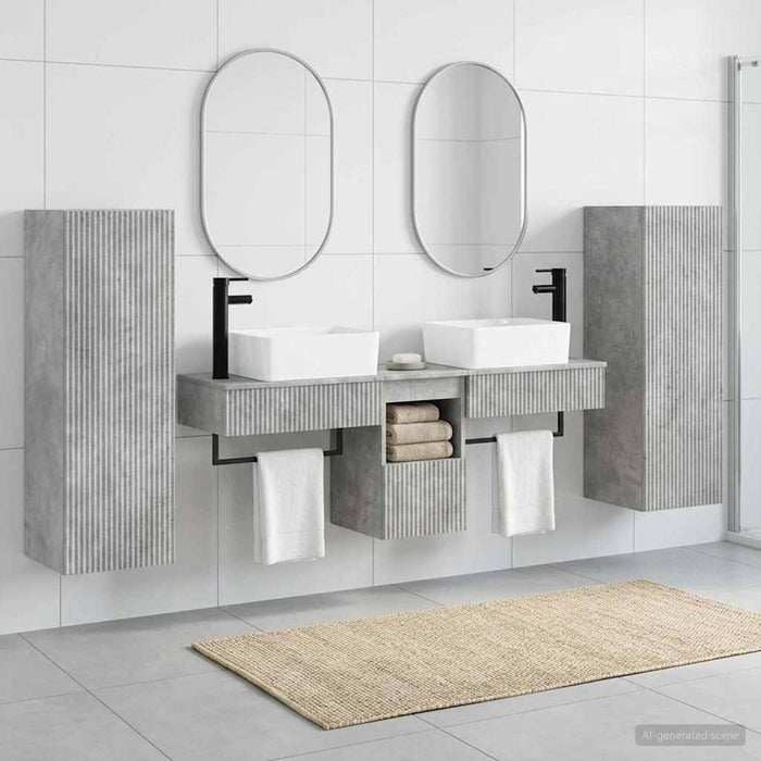 Set de mobilier pentru baie 5 buc. Gri Beton 33 x 34,5 x 100 cm WALTI