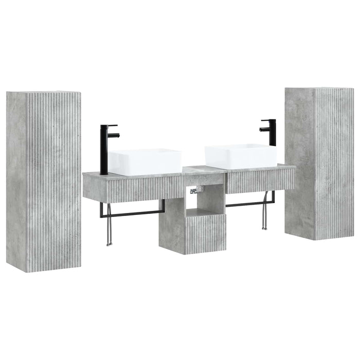 Set de mobilier pentru baie 5 buc. Gri Beton 33 x 34,5 x 100 cm WALTI