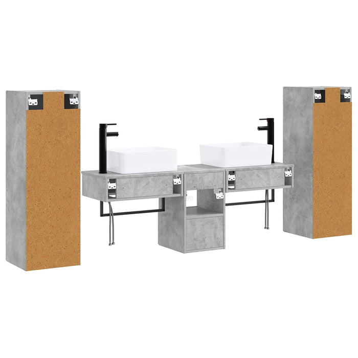 Set de mobilier pentru baie 5 buc. Gri Beton 33 x 34,5 x 100 cm WALTI