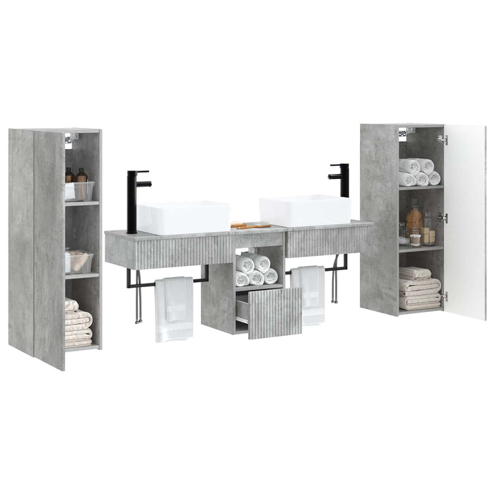 Set de mobilier pentru baie 5 buc. Gri Beton 33 x 34,5 x 100 cm WALTI