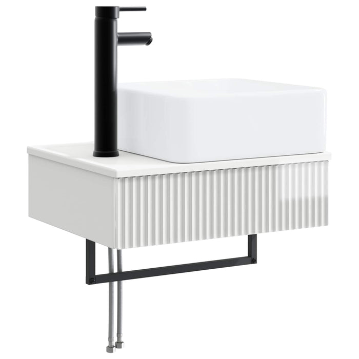 Set de mobilier pentru baie 5 buc. Alb foarte lucios WALTI