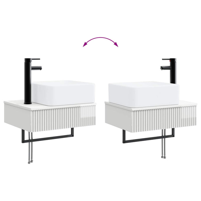 Set de mobilier pentru baie 5 buc. Alb foarte lucios WALTI