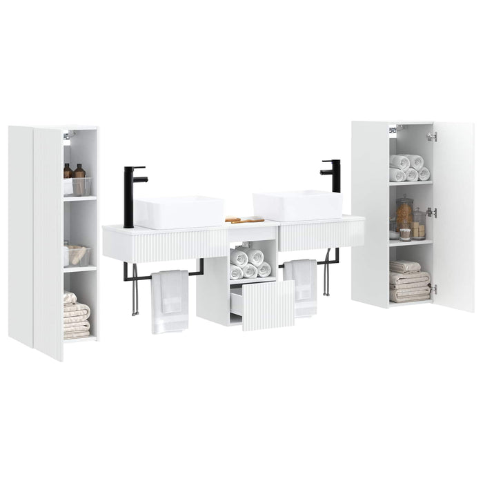 Set de mobilier pentru baie 5 buc. Alb foarte lucios WALTI