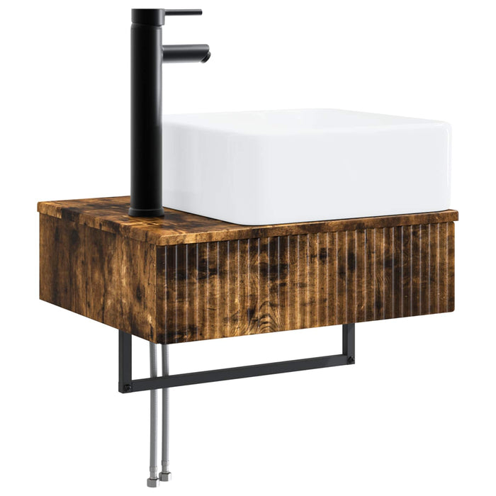Set de mobilier pentru baie 5 buc. Stejar fumuriu WALTI