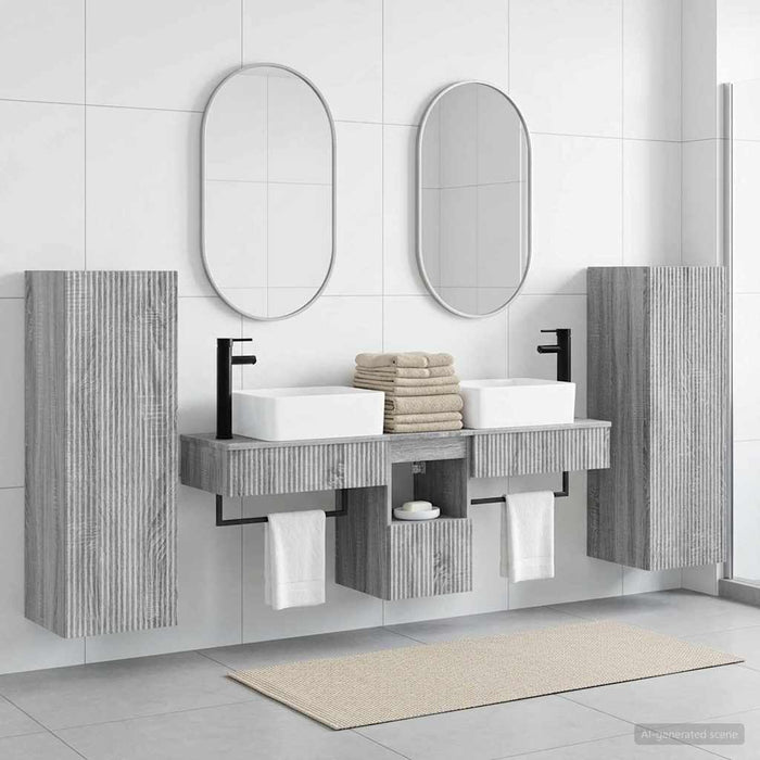 Set de mobilier pentru baie 5 buc. Sonoma gri WALTI
