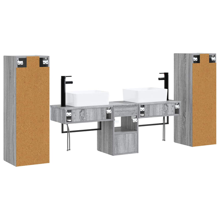 Set de mobilier pentru baie 5 buc. Sonoma gri WALTI