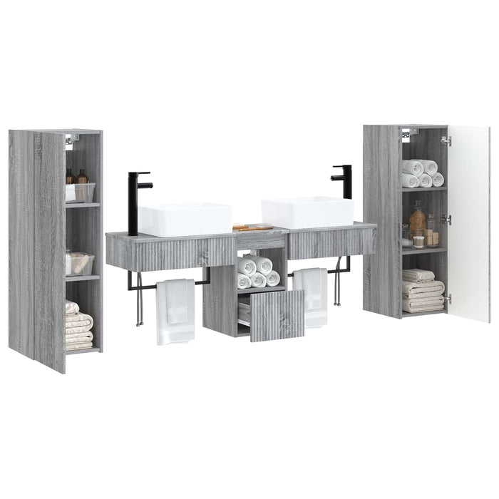 Set de mobilier pentru baie 5 buc. Sonoma gri WALTI