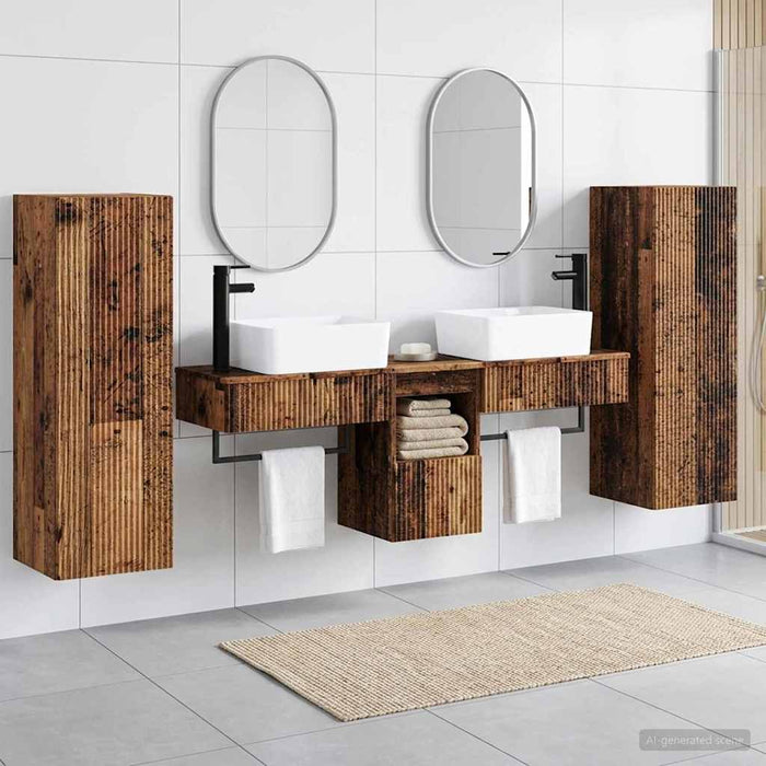 Set de mobilier pentru baie 5 buc. Lemn vechi WALTI