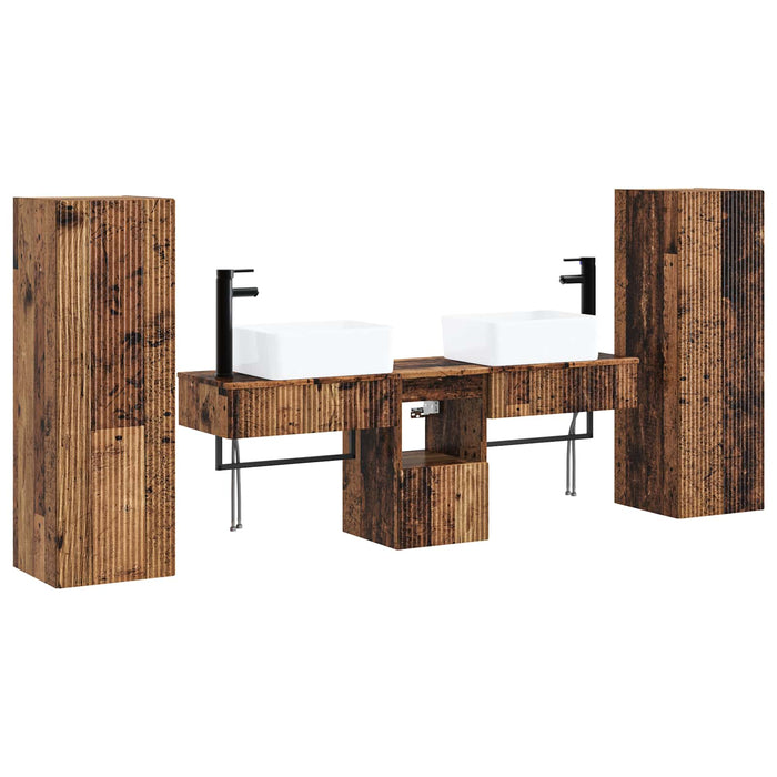 Set de mobilier pentru baie 5 buc. Lemn vechi WALTI